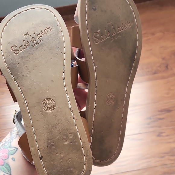 Salt Water Brown Leather Strappy Sandals - Picture 5 of 6